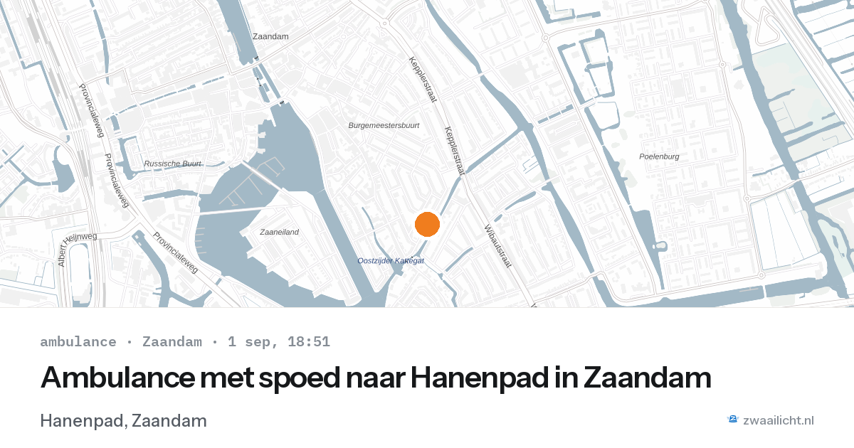 Ambulance met spoed naar Hanenpad in Zaandam — 1 sep 2026