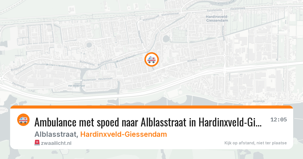 Ambulance met spoed naar Alblasstraat in Hardinxveld-Giessendam — 16 mrt 2026