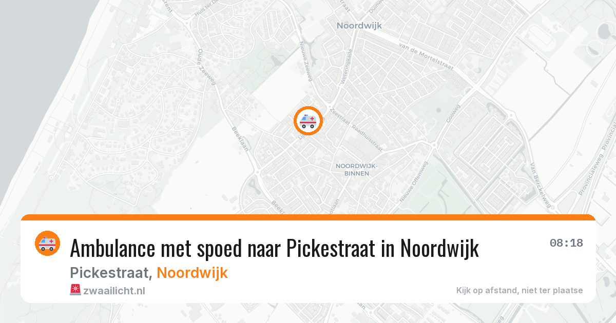 Ambulance met spoed naar Pickestraat in Noordwijk — 10 aug 2026