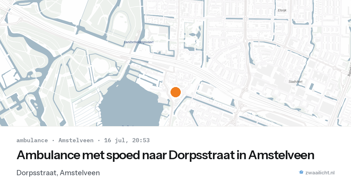 Ambulance met spoed naar Dorpsstraat in Amstelveen — 16 jul 2026