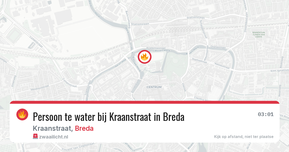 Persoon te water bij Kraanstraat in Breda — 14 jun 2026