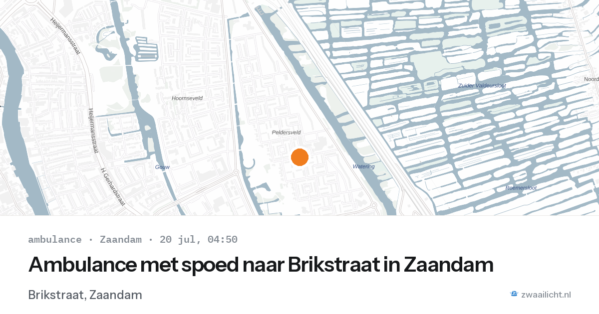Ambulance met spoed naar Brikstraat in Zaandam — 20 jul 2026