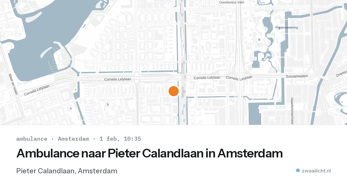 Ambulance naar Pieter Calandlaan in Amsterdam — 1 feb 2026