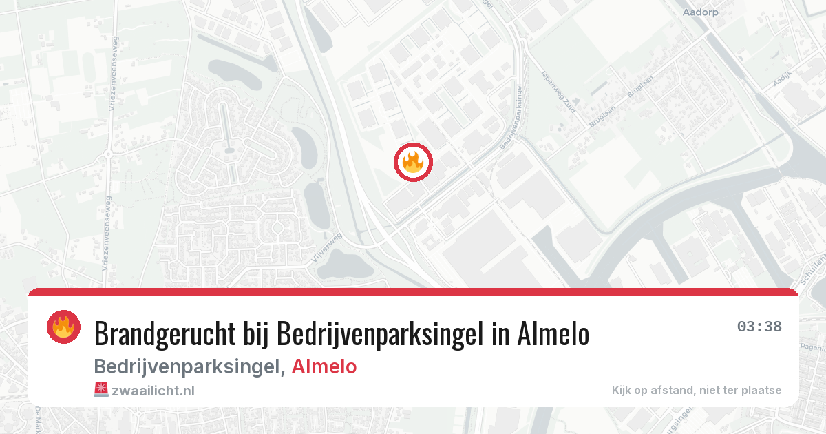 Brandgerucht bij Bedrijvenparksingel in Almelo — 26 jul 2026