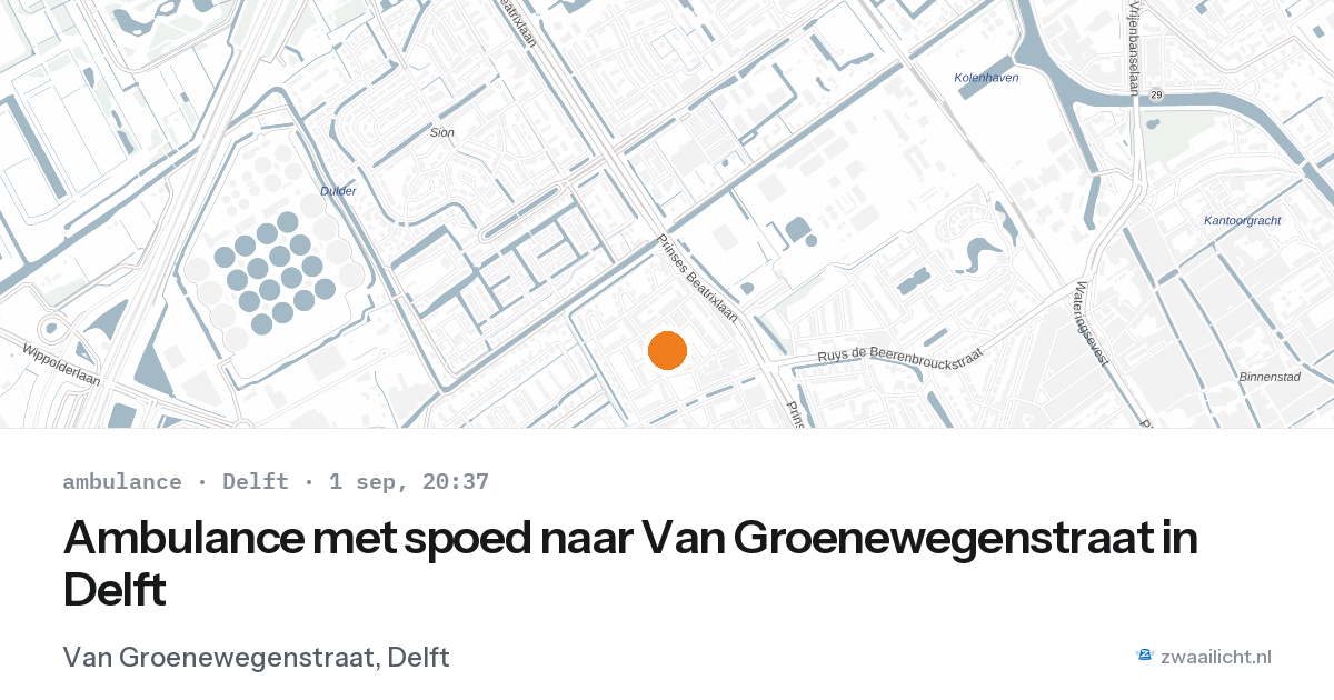 Ambulance met spoed naar Van Groenewegenstraat in Delft — 1 sep 2026