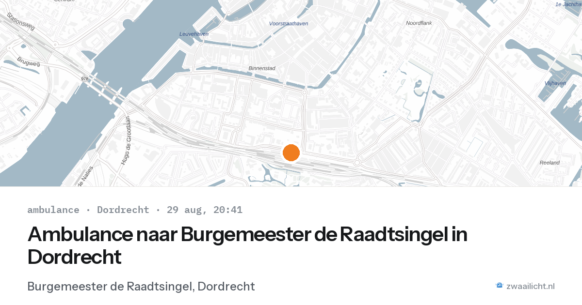 Ambulance naar Burgemeester de Raadtsingel in Dordrecht — 29 aug 2026