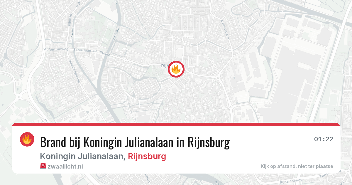 Brand bij Koningin Julianalaan in Rijnsburg — 1 aug 2026