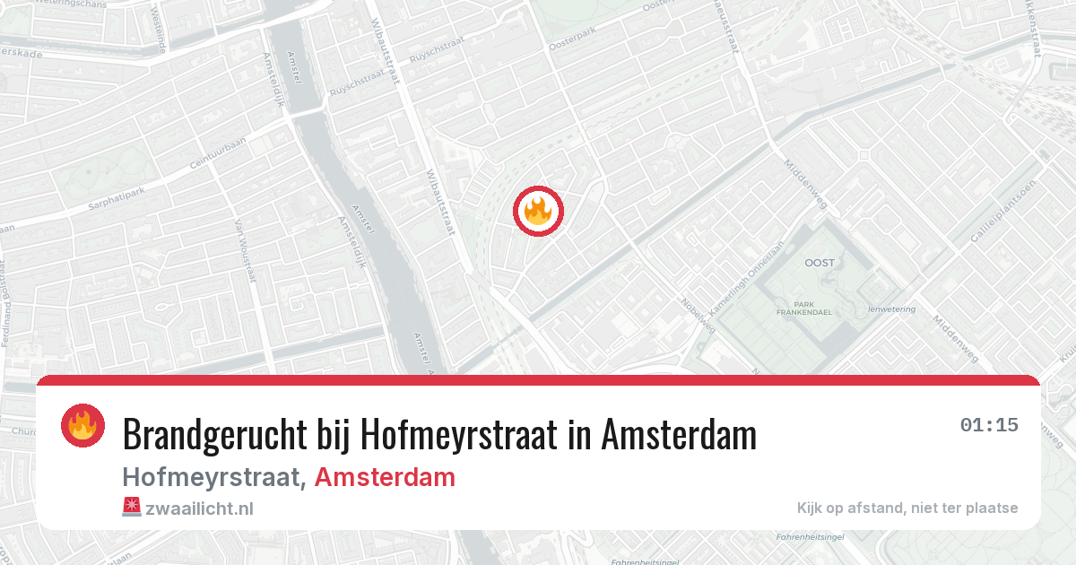 Brandgerucht bij Hofmeyrstraat in Amsterdam — 15 mrt 2026