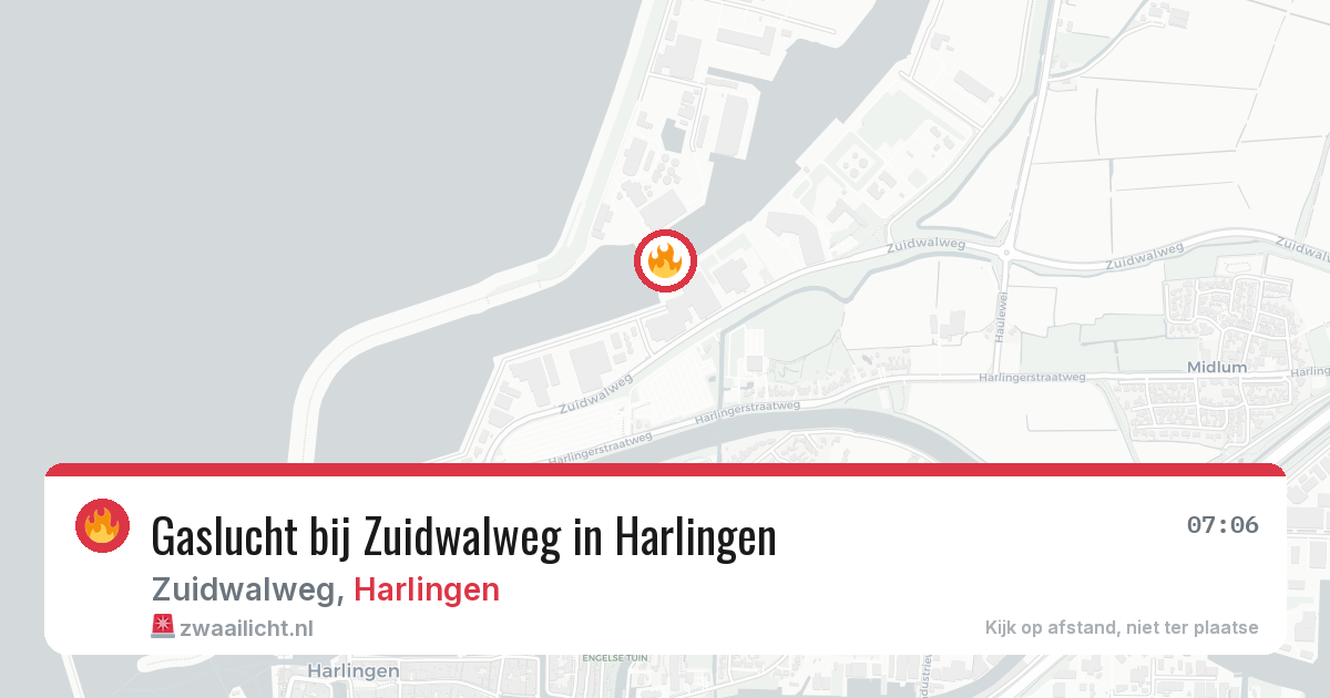Gaslucht bij Zuidwalweg in Harlingen — 27 jul 2026