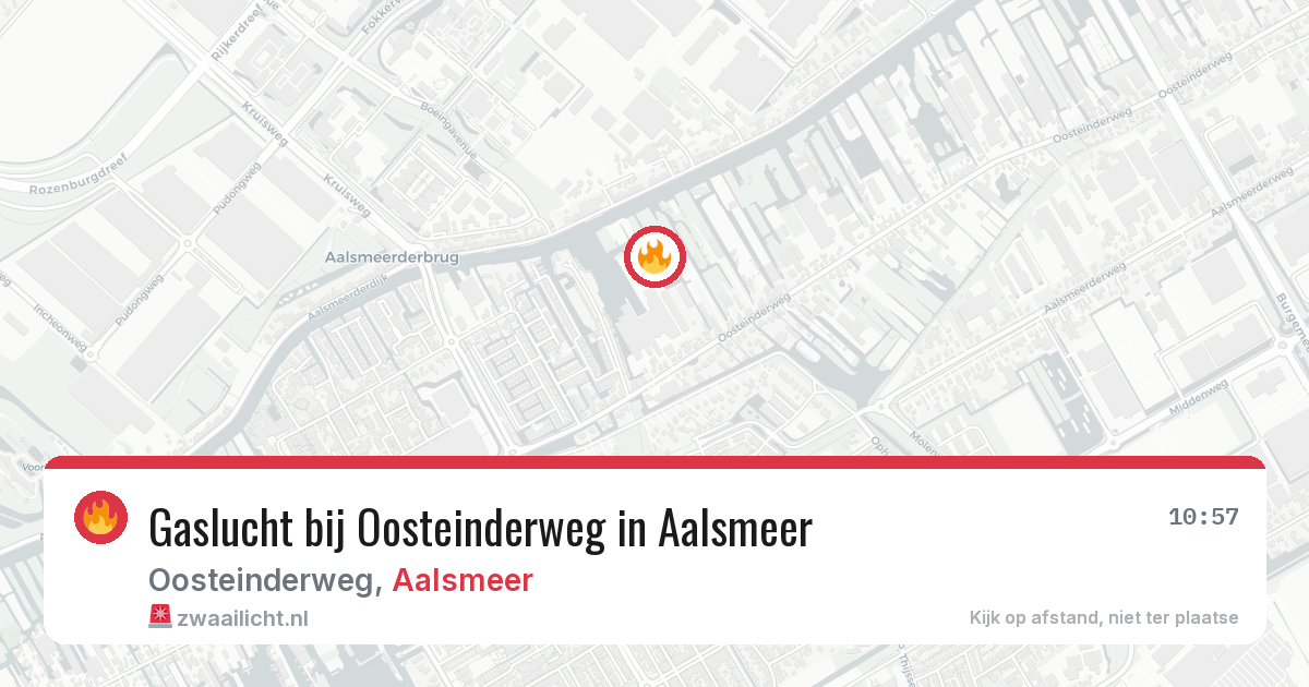 Gaslucht bij Oosteinderweg in Aalsmeer — 9 mei 2026
