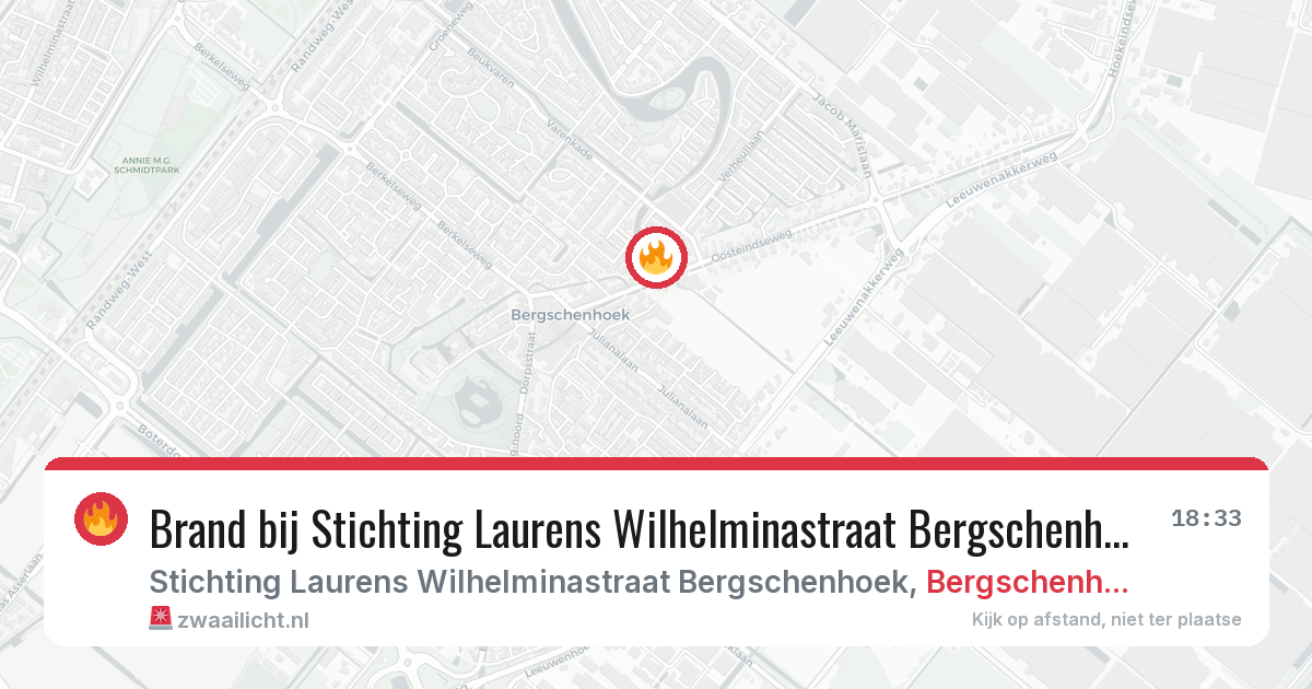 Brand bij Stichting Laurens Wilhelminastraat Bergschenhoek in Bergschenhoek — 25 jun 2026