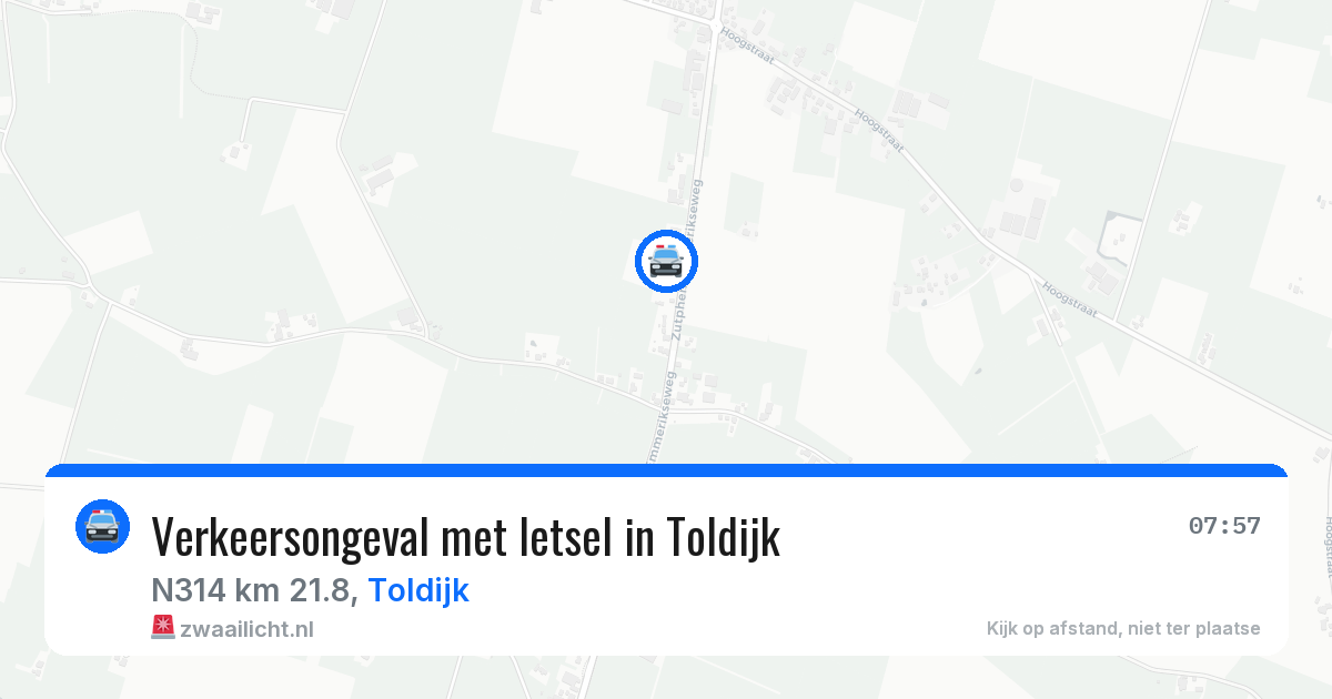 Verkeersongeval met letsel in Toldijk — 19 jan 2026