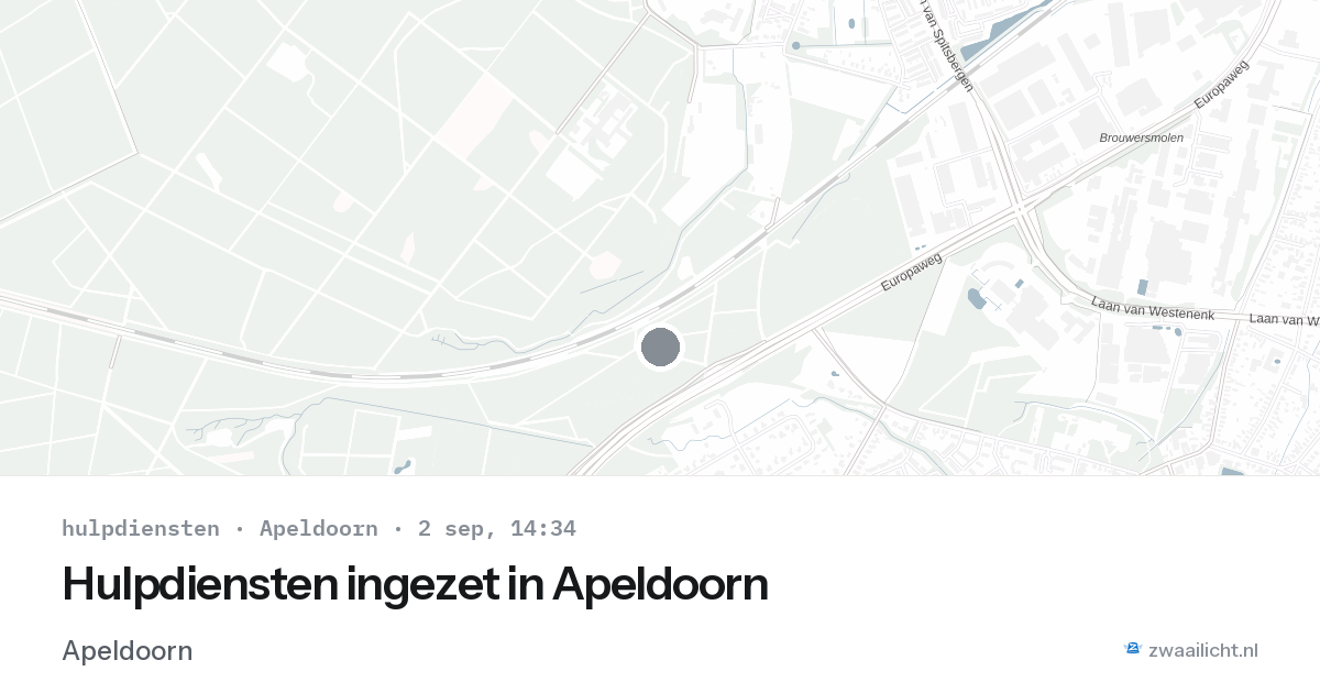 Hulpdiensten ingezet in Apeldoorn — 2 sep 2026 | 🚨 Zwaailicht.nl