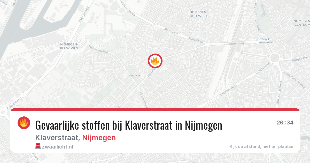 Gevaarlijke stoffen bij Klaverstraat in Nijmegen — 12 mei 2026