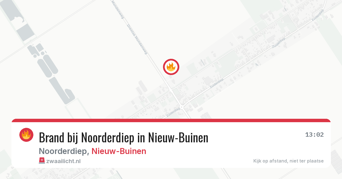 Brand bij Noorderdiep in Nieuw-Buinen — 6 aug 2026