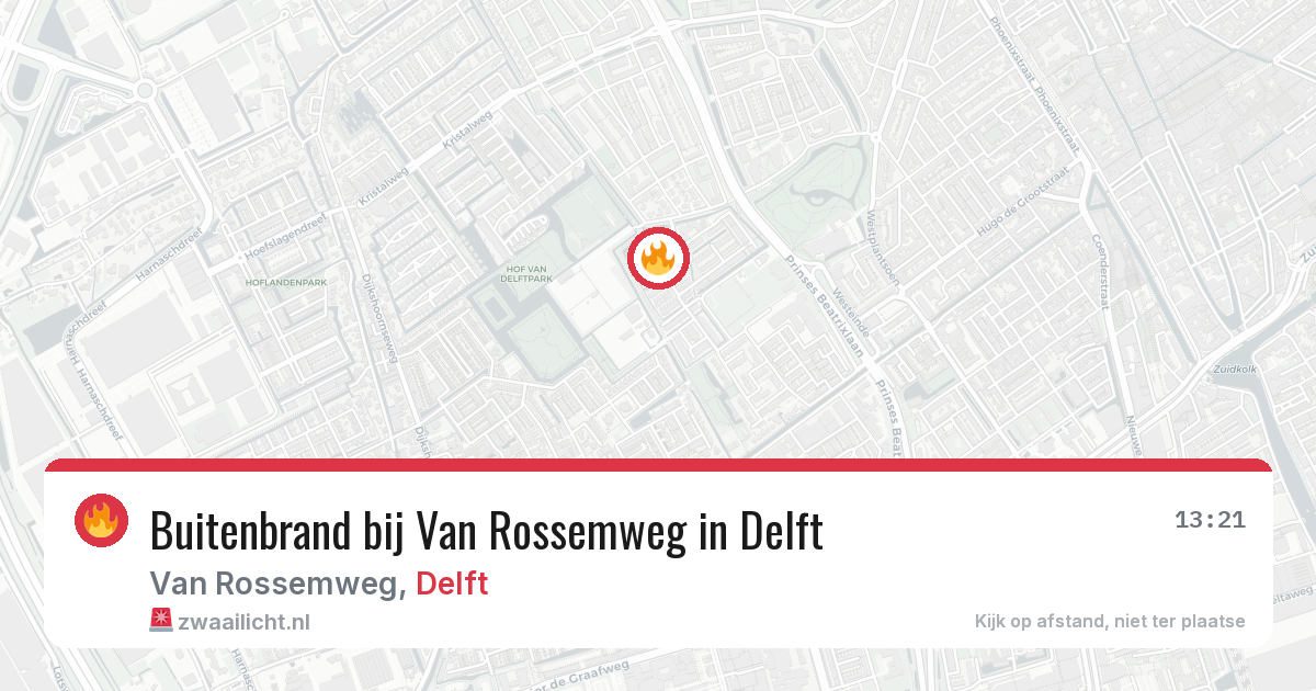 Buitenbrand bij Van Rossemweg in Delft — 30 mrt 2026