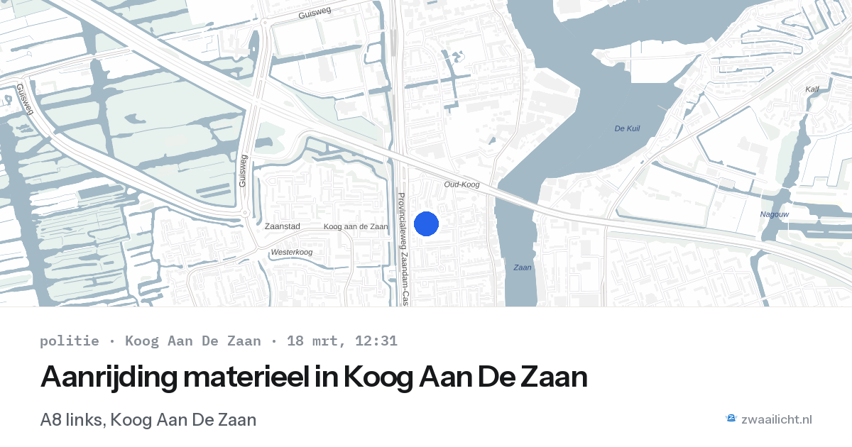 Aanrijding materieel in Koog Aan De Zaan — 18 mrt 2026