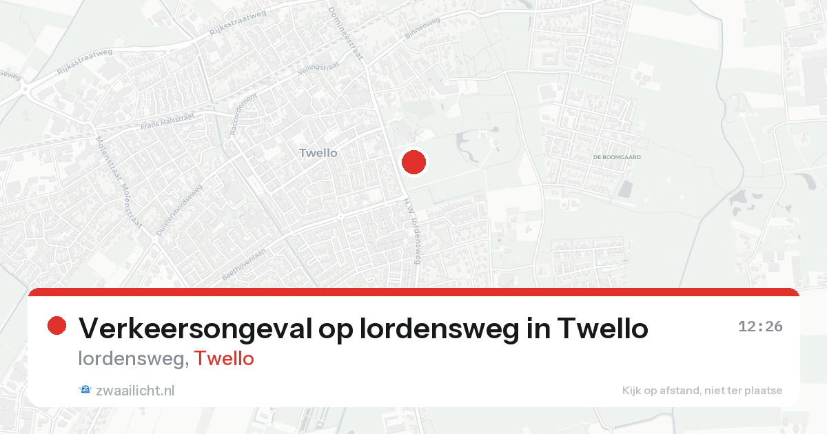 Verkeersongeval op Iordensweg in Twello — 11 aug 2026