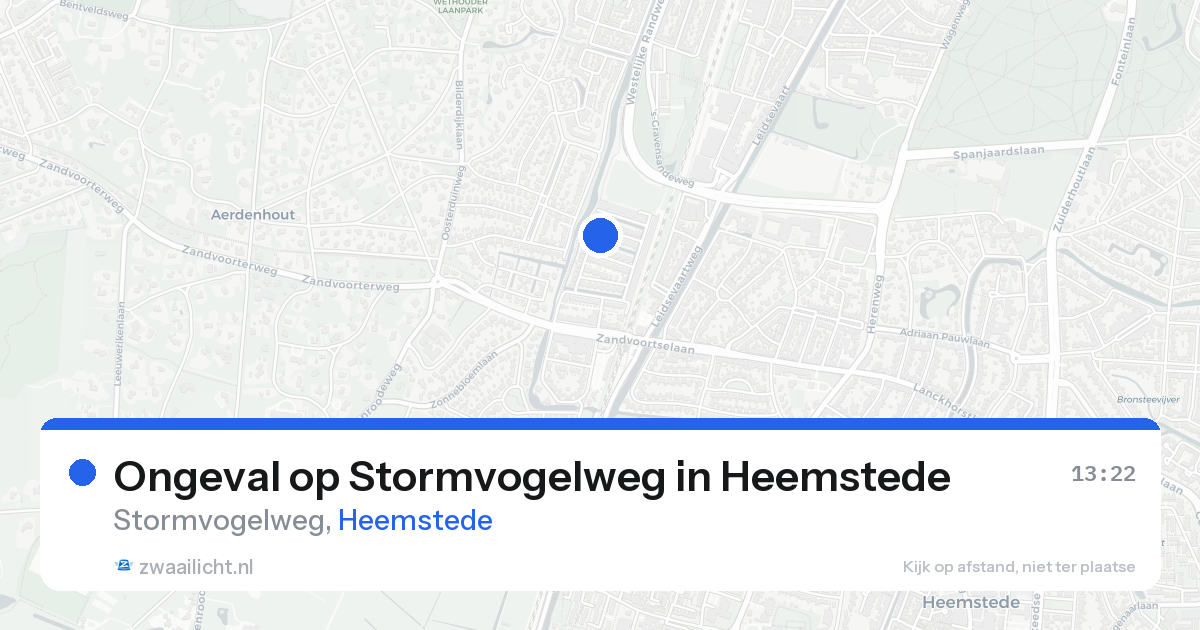 Ongeval op Stormvogelweg in Heemstede — 20 aug 2026