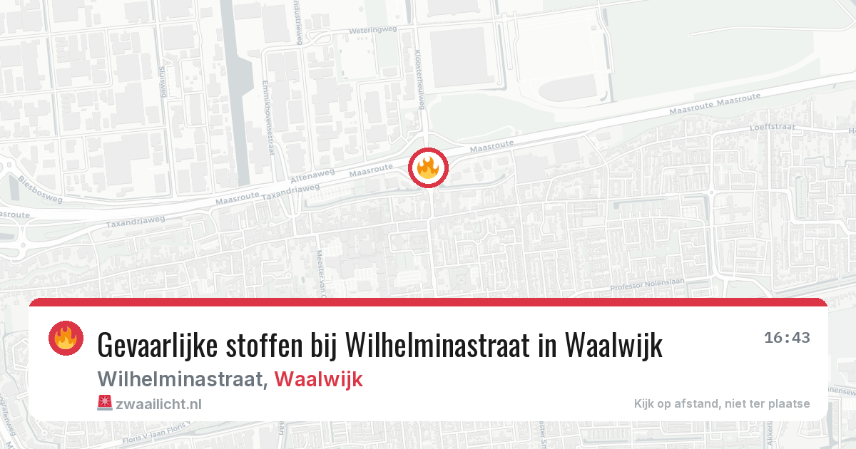 Gevaarlijke stoffen bij Wilhelminastraat in Waalwijk — 18 jun 2026