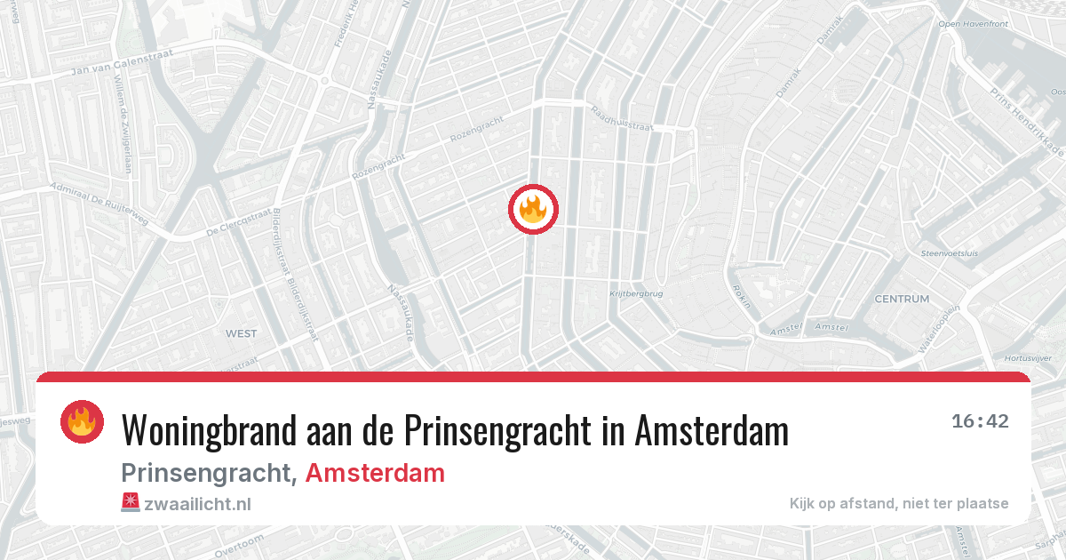 Woningbrand aan de Prinsengracht in Amsterdam — 13 aug 2026