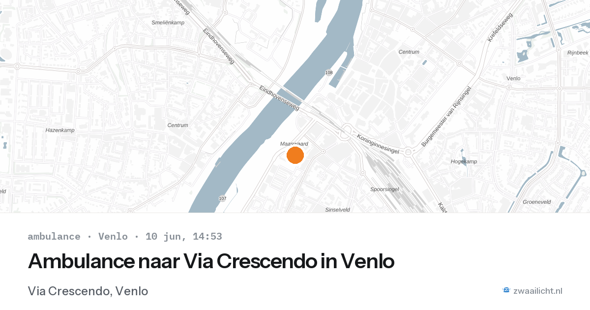 Ambulance naar Via Crescendo in Venlo — 10 jun 2026