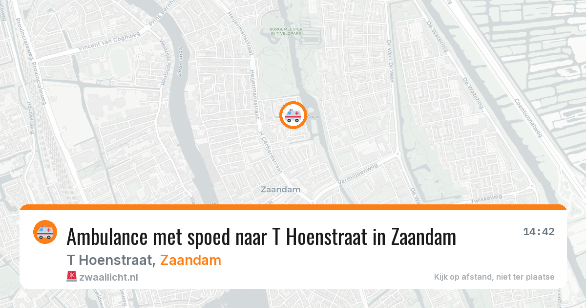 Ambulance met spoed naar T Hoenstraat in Zaandam — 20 apr 2026