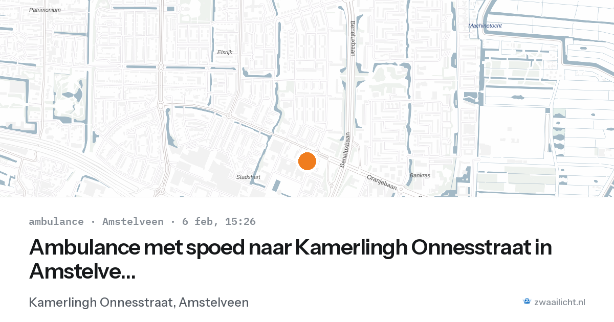 Ambulance met spoed naar Kamerlingh Onnesstraat in Amstelveen — 6 feb 2026