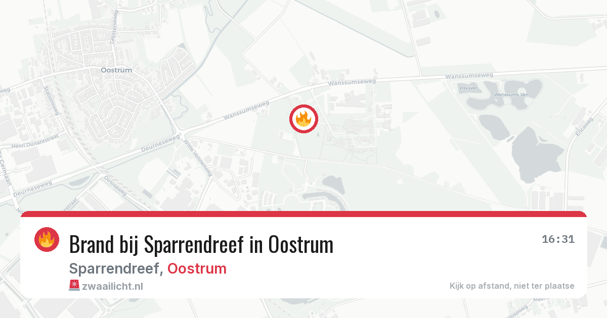 Brand bij Sparrendreef in Oostrum — 17 jun 2026