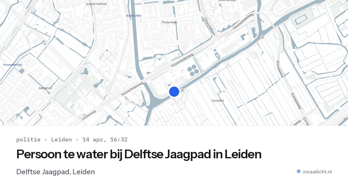 Persoon te water bij Delftse Jaagpad in Leiden — 14 apr 2026