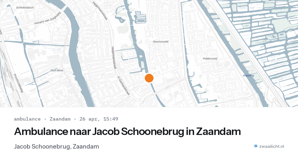 Ambulance naar Jacob Schoonebrug in Zaandam — 26 apr 2026