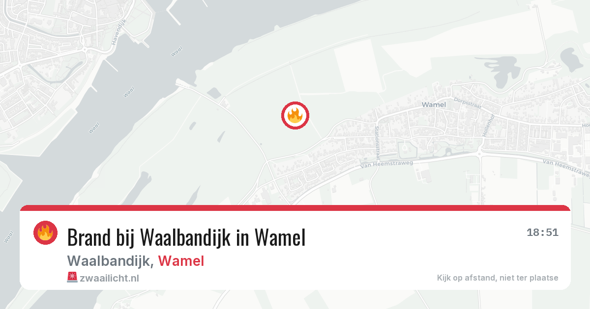 Brand bij Waalbandijk in Wamel — 13 jun 2026