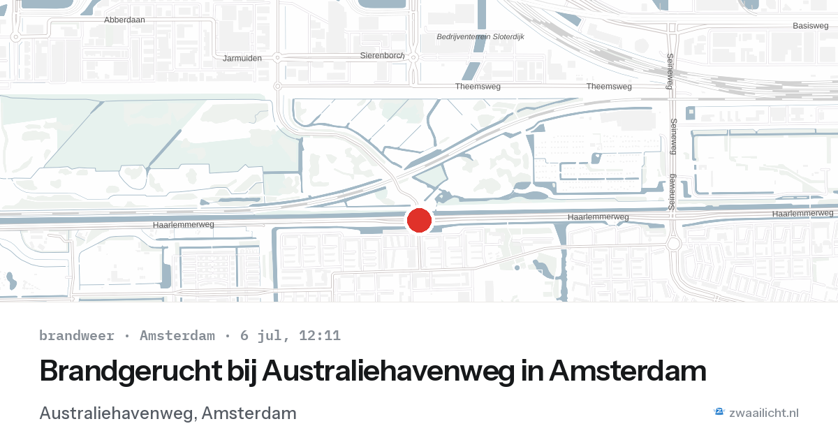 Brandgerucht bij Australiehavenweg in Amsterdam — 6 jul 2026