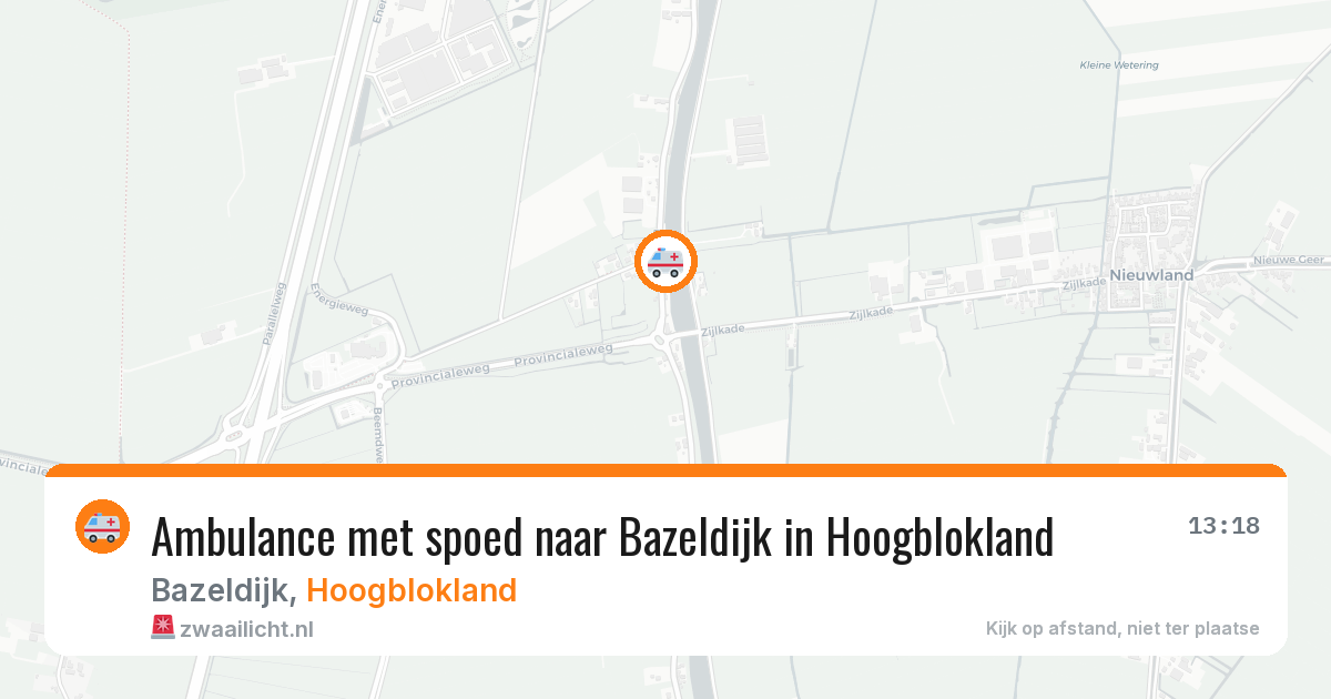 Ambulance met spoed naar Bazeldijk in Hoogblokland — 25 apr 2026