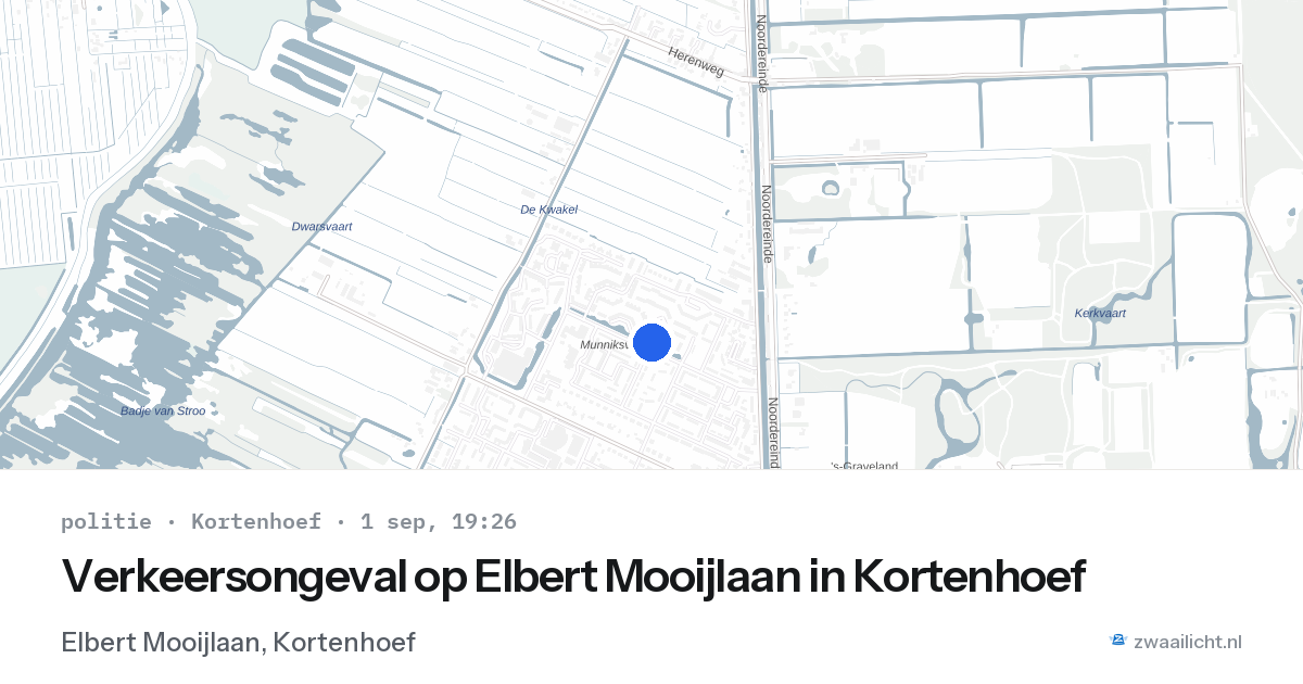Verkeersongeval op Elbert Mooijlaan in Kortenhoef — 1 sep 2026