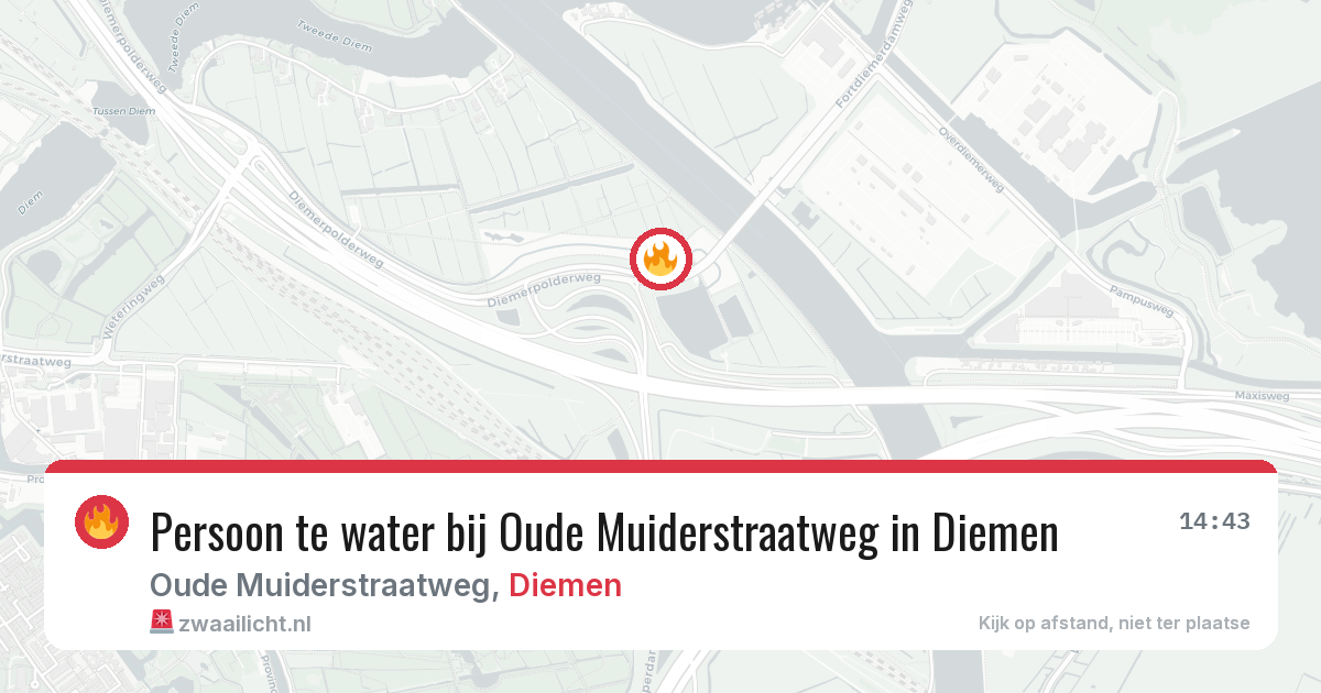 Persoon te water bij Oude Muiderstraatweg in Diemen — 5 mei 2026