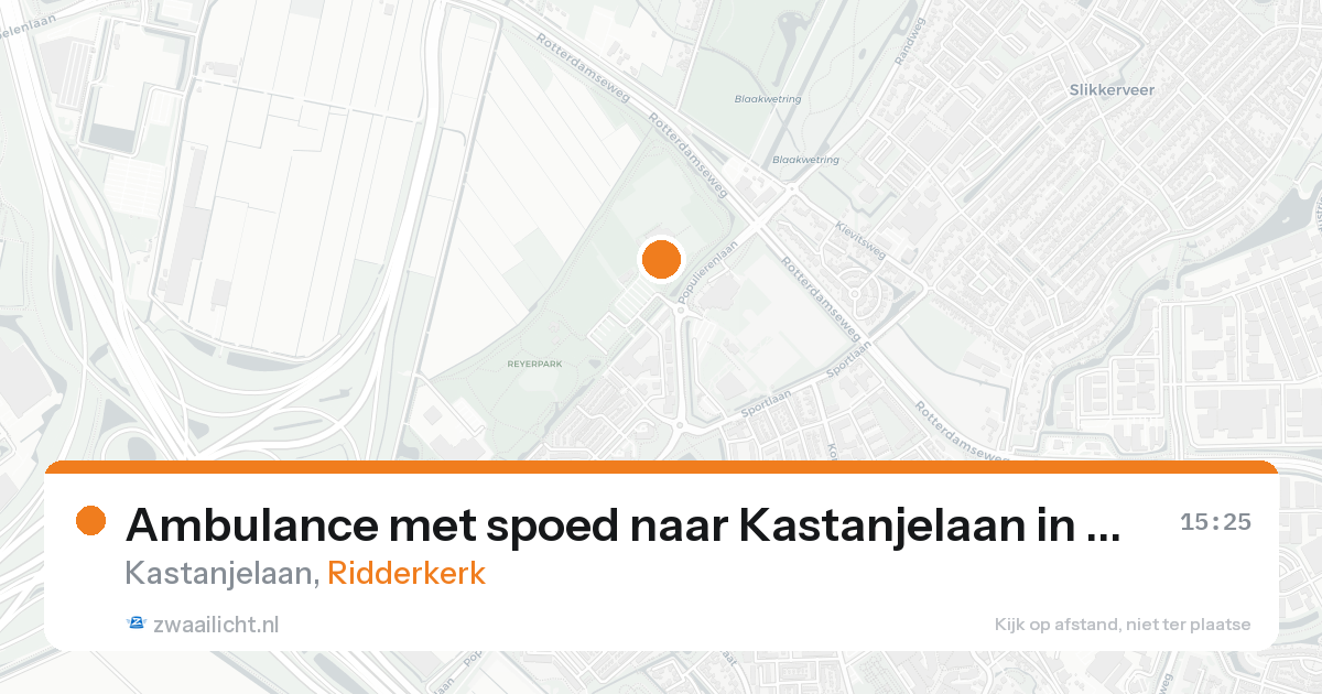 Ambulance met spoed naar Kastanjelaan in Ridderkerk — 20 aug 2026