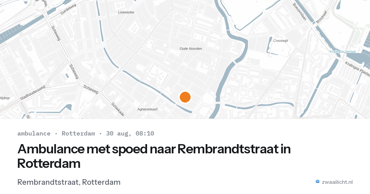 Ambulance met spoed naar Rembrandtstraat in Rotterdam — 30 aug 2026
