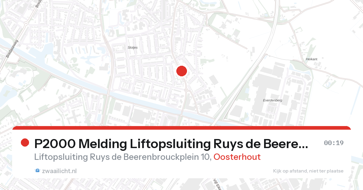 P2000 Melding Liftopsluiting Ruys de Beerenbrouckplein, Oosterhout — 6 feb 2026