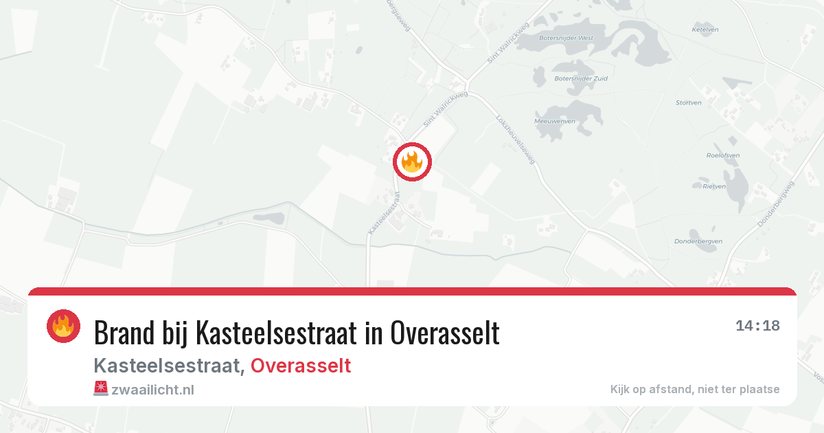 Brand bij Kasteelsestraat in Overasselt — 9 aug 2026