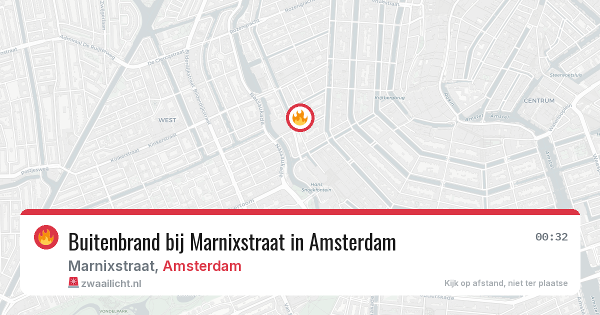 Buitenbrand bij Marnixstraat in Amsterdam — 2 aug 2026