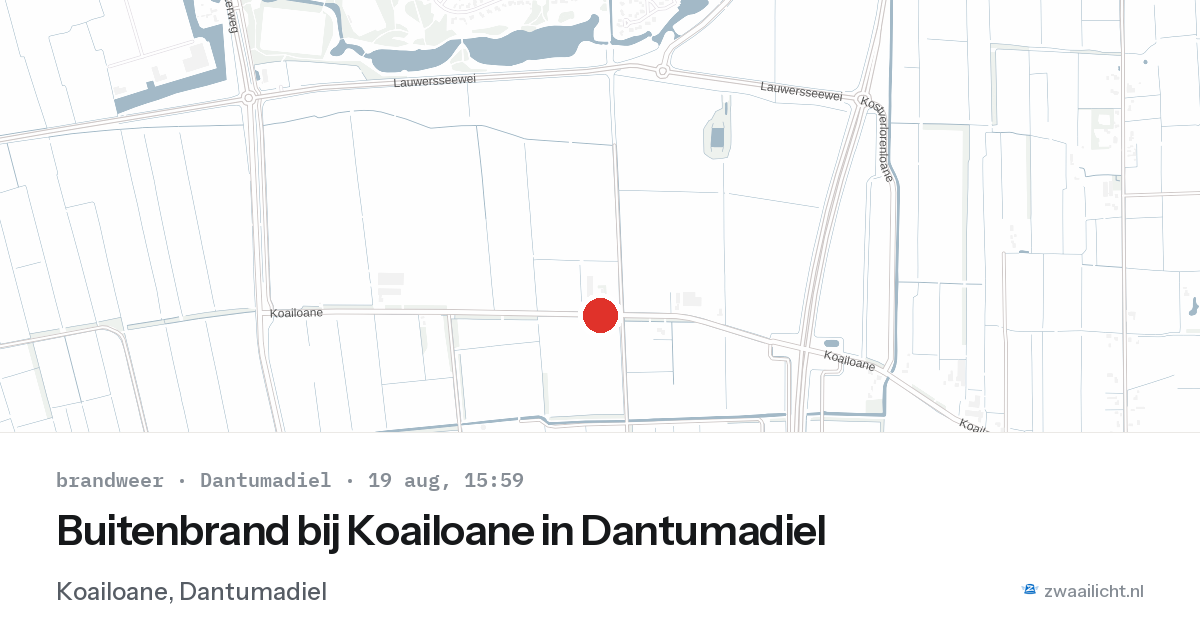 Buitenbrand bij Koailoane in Dantumadiel — 19 aug 2026