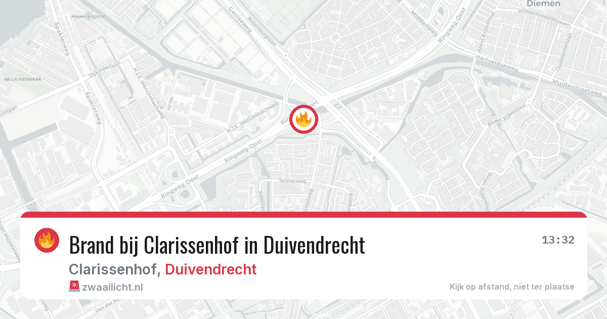 Brand bij Clarissenhof in Duivendrecht — 20 mei 2026