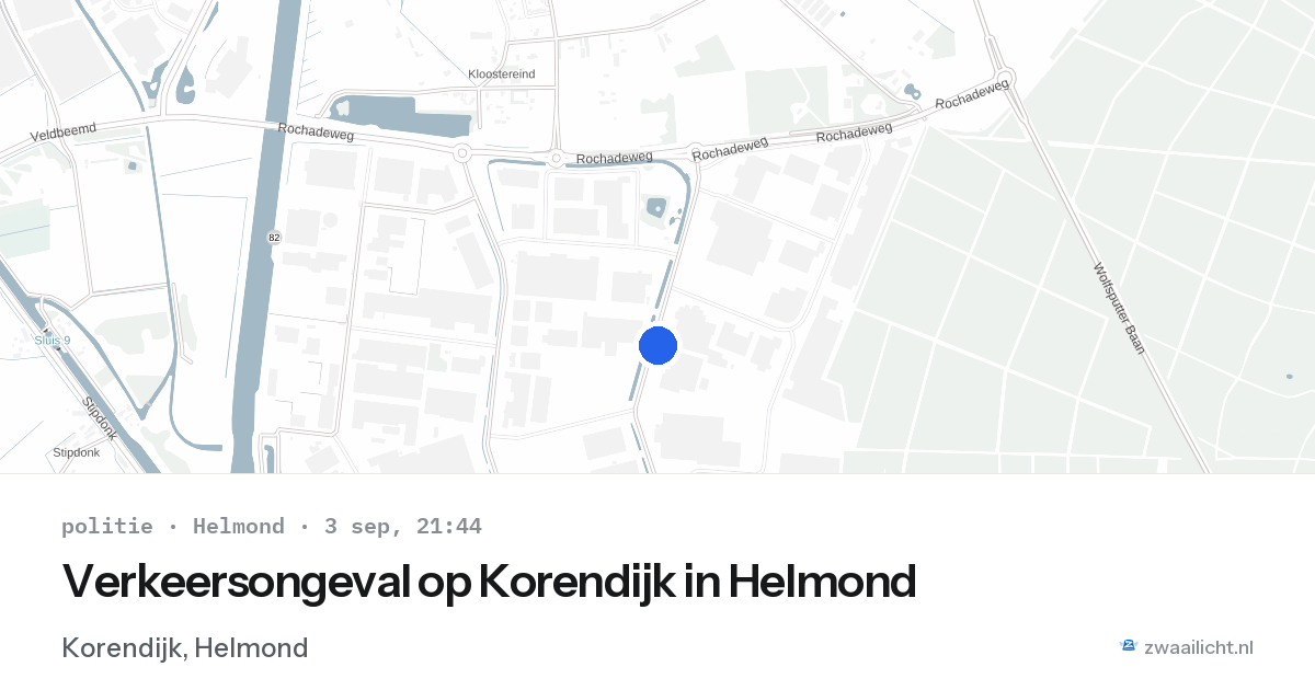 Verkeersongeval op Korendijk in Helmond — 3 sep 2026