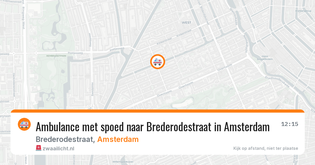 Ambulance met spoed naar Brederodestraat in Amsterdam — 21 mrt 2026