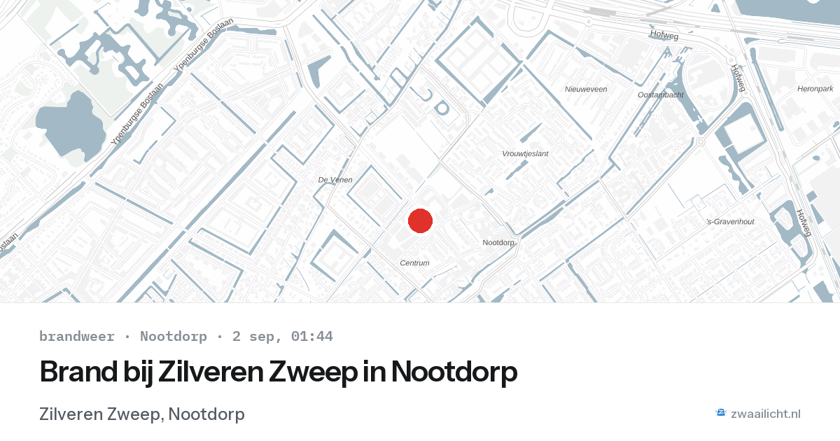 Brand bij Zilveren Zweep in Nootdorp — 1 sep 2026