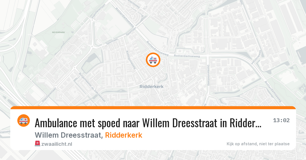 Ambulance met spoed naar Willem Dreesstraat in Ridderkerk — 21 mrt 2026