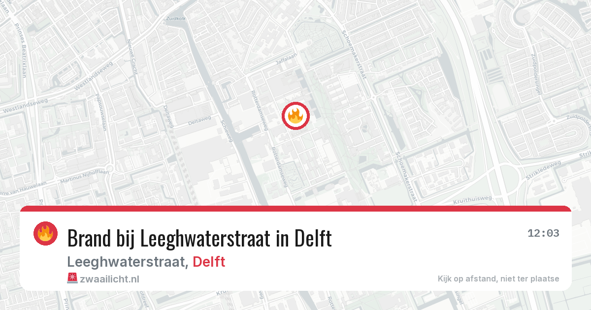 Brand bij Leeghwaterstraat in Delft — 21 jul 2026