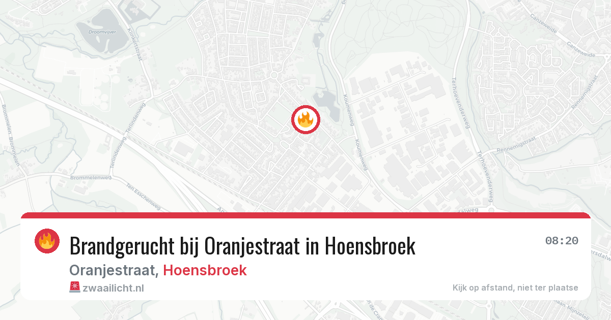 Brandgerucht bij Oranjestraat in Hoensbroek — 9 jul 2026