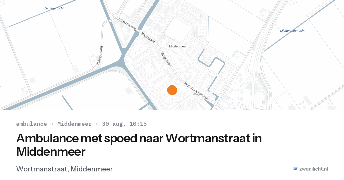Ambulance met spoed naar Wortmanstraat in Middenmeer — 30 aug 2026